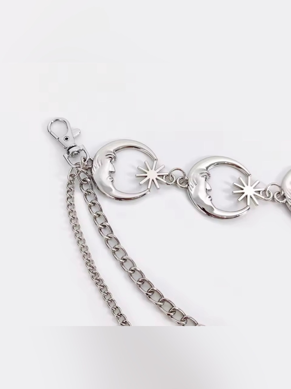 Silver Moon & Star Layered Belt Necklace - Womens Jewelry - Picture 3 of 4